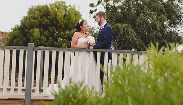 A beautiful couple at outdoor wedding venue in Melbourne